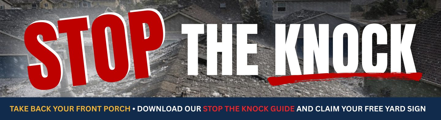 Colorado Springs Roofing Companies STOP THE KNOCK Home Page Banner Colorado Springs Roofing Companies STOP THE KNOCK Home Page Banner